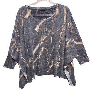 Anthropologie Oversized Black and TanMarble Knit Top